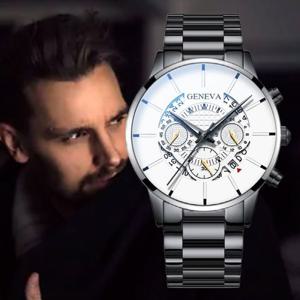 한개더 GENEVA Silver 아날로그 워치 손목시계 S967