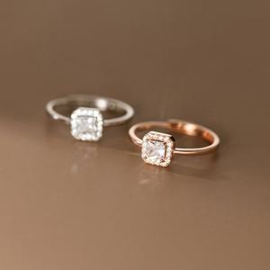 에르모사제이 R093 실버 925 볼드 스퀘어 큐빅 오픈 링 은 반지