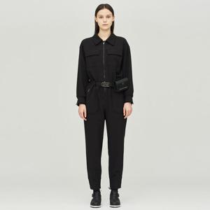 [링스] 여성 카라에리 긴팔 조거핏 점프슈트 L21C3JO287_BK