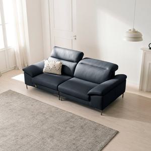 [가죽클리너 증정][다우닝] 아지오 3인 헤드레스트 전체 천연가죽 소파+스툴