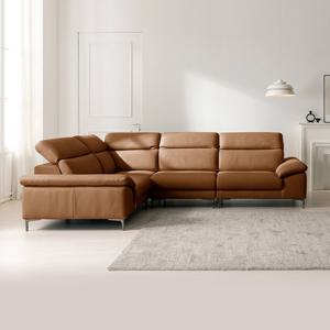 [가죽클리너 증정][다우닝] 아지오 5인코너 헤드레스트 천연가죽 소파