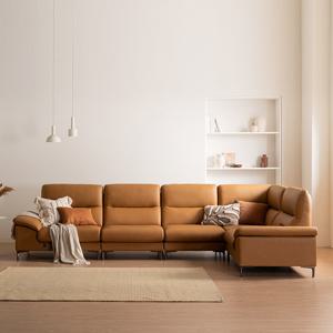 [다우닝] 아지오 6인 코너 전체 통가죽 소파