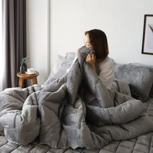 블랑쉬 솔리드 보아밍크 겨울 극세사 차렵이불 풀세트 퀸(Q)