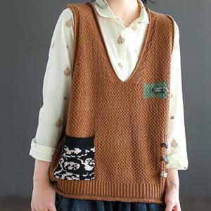 [유니제이] 리아 하찌 브이넥 니트조끼