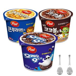포스트 컵 시리얼 30g 3종 4개씩 총 12개입+위글위글 스푼세트