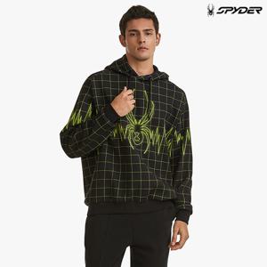 [스파이더] 공용 라인 프린트 빅 로고 후드 티셔츠 SPGFCNHD302UBLK