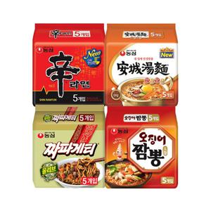 농심 신라면 5개 + 안성탕면 5개 + 짜파게티 5개+오징어짬뽕 5개