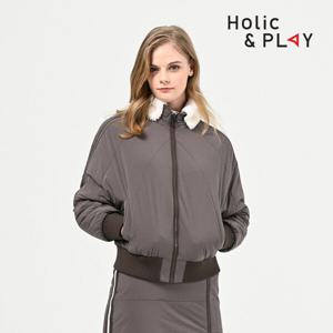 [홀릭앤플레이]홀릭앤플레이 여성 퍼 패치 숄 패딩점퍼-HB4WJP00