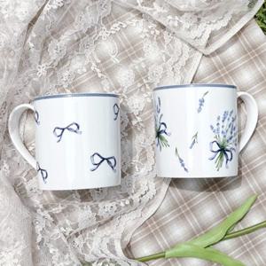 [한국도자기]본차이나 라벤더부케 2인 머그컵 세트 2p 귀여운 머그잔