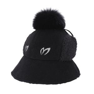 [마스터바니에디션] 여성 귀달이 폼폼 스트랩 코듀로이 버킷햇(421C4CP678)