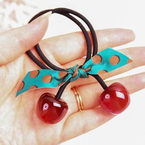 체리 리본 머리끈 헤어밴드