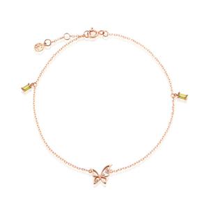 [비앤비골드] 14K 탄생석 페리도트 나비 큐빅 발찌 SCA38274