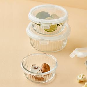 네오플램 웨이브락 내열유리 밀폐용기 투명 원형 3종세트