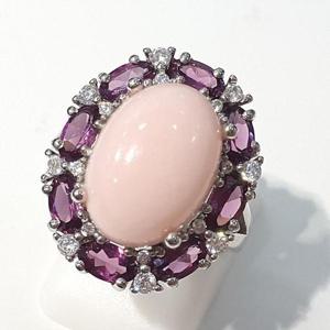 [블루케이] 핑크오팔가넷 원석반지230916-01 12호작품