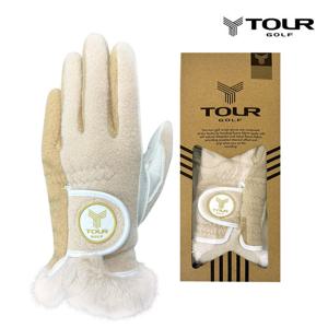 투어골프 울트라히트 양피 여성용 밍크퍼 겨울골프장갑 TGW-13