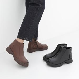 제이슈 /  빠른배송 천연소가죽 기모 리얼심플 플랫폼 앵클부츠