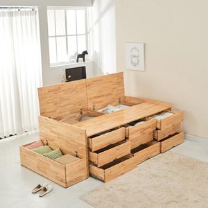 반디흐 더블킹 1700 3단 수납형 노헤드 침대 참죽 원목 프레임 (