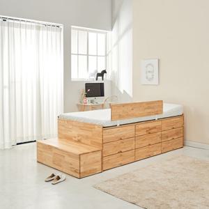 반디흐 싱글 1000 3단 수납형 노헤드 침대 참죽 원목 프레임 (착