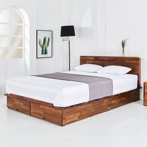 버틸 더블킹 1700 하단 수납형 침대 멀바우 원목 프레임 (착불)