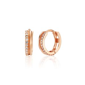 [비앤비골드] 14K 라운드 파이프 큐빅 원터치 링 귀걸이 한쌍 MNE38958