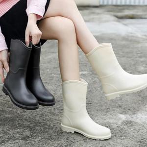 [더블디] 여성 캐주얼 깔끔한 디자인 방수 롱 레인부츠 레인33