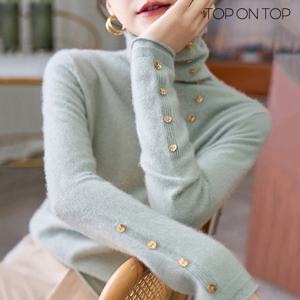 [탑온탑] 사선버튼 롤링터틀니트 TP2310111