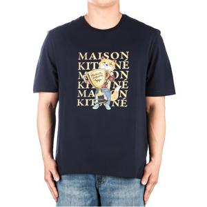[메종키츠네] (LM00123KJ0008 NAVY) 남성 폭스 챔피언 반팔 티셔