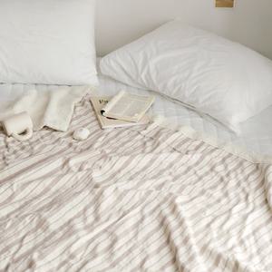 내추럴 럼뮤즈 베이지 ST 선염면 양털 양면 담요 145x200cm