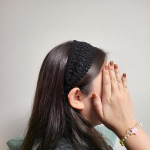 레이스 넓은 플라워 자수 포인트 머리띠 헤어밴드