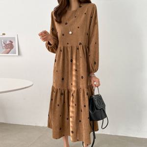 [피핀] 38151 들꽃 코듀로이 원피스