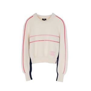 [엘러브] 샤넬 21N CC로고 파이핑 니트 34 에크루/핑크 3ET2331