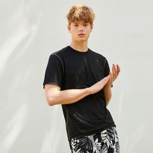 이지 릴렉스핏 올블랙 기능성 반팔 티셔츠 래쉬가드겸용 M_3A088