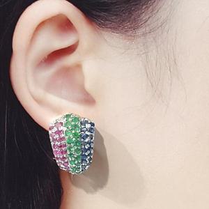 [블루케이] 루비에메랄드 원석 귀걸이231102-19클립형