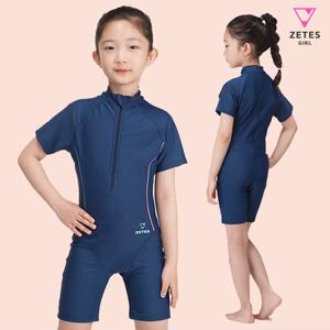 제테스 여아동 올인원 집업 반팔 3부 래쉬가드수영복 G_2i962