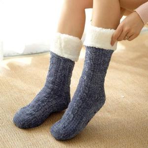 도톰한 후리스 롱 수면양말블루