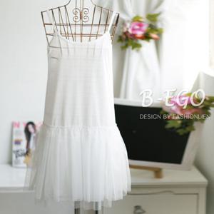 [비에고] 183BG_밑단 실크 망사 슬립