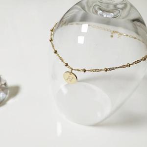 인생템 골드 이니셜 각인 써클 코인 펜던트 발찌 z