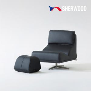 [쉐우드가구] 랄스101A 1인용 천연통가죽 소파 + 스툴