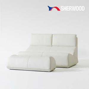 [쉐우드가구] 랄스200A 2인용 천연통가죽 소파 + 스툴