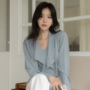 오드 BLO348 로맨틱 무드 러플 타이넥 블라우스
