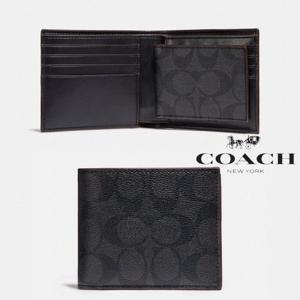 코치(COACH) F25519 여자 남자 시그니쳐 캔버스 접이식 지갑