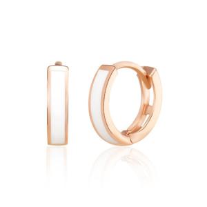 [비앤비골드] 당일발송 14K 화이트 에나멜 라운드 원터치 링 귀걸이 중 한쌍 WIE39476