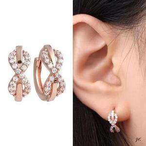 14K 골드필드 핀 큐빅 꼬임 원터치링 귀걸이