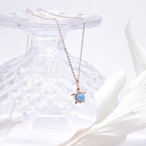 오팔하우스 14k 천연터키석 장수 거북이 목걸이 OPPKN892