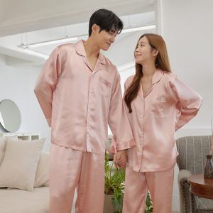 바풀 CA3S24812 커플잠옷 실크 홈웨어 여성 남성 파자마 상하세