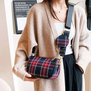 [잇백잇슈] 트렌디체크크로스백 원형파우치 멋진예쁜