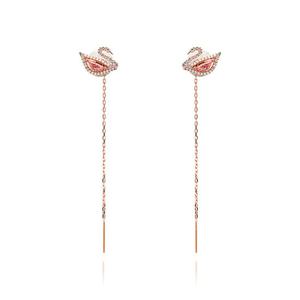 스와로브스키 5469990 Dazzling Swan 스완 핑크 드롭 귀걸이