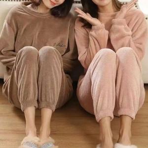 [서울양말]수면 잠옷 겨울 극세사 무지 밍크세트 이지웨어