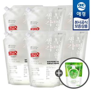 [애경]트리오 투명한생각 리필 1L x6개 +주방세제200ml 증정