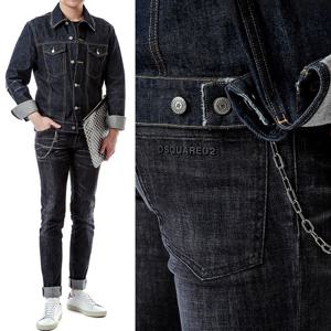 디퀘 스틸로고 체인 블랙진_슬림핏/71LB0355